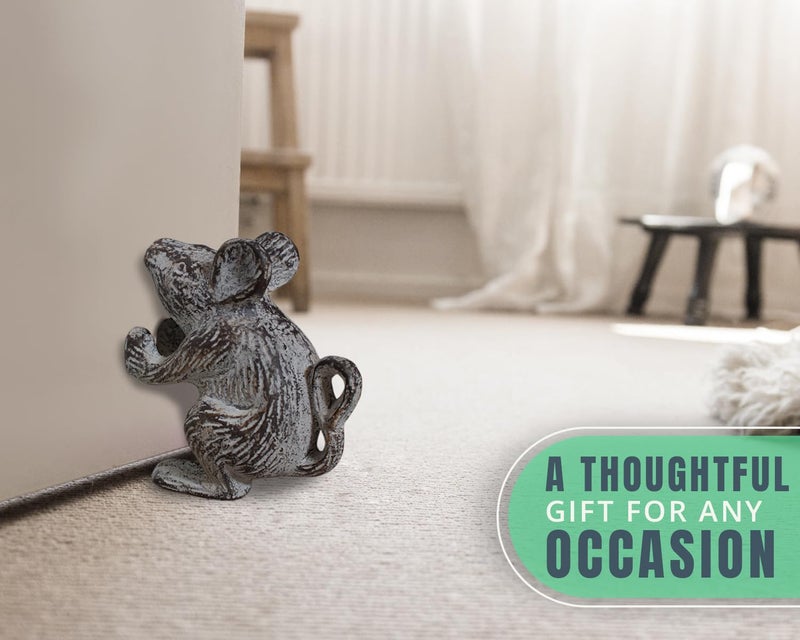 Comfify Cast Iron Mouse Door Stop by Comfify- Decorative Vintage Rustic Door Stop - Heavy Door Wedge - Stop Your Bedroom  Bath and Exterior Doors with Style - Antique White Color - Image 5